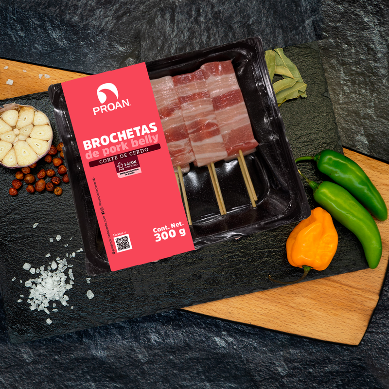 Brochetas pork belly