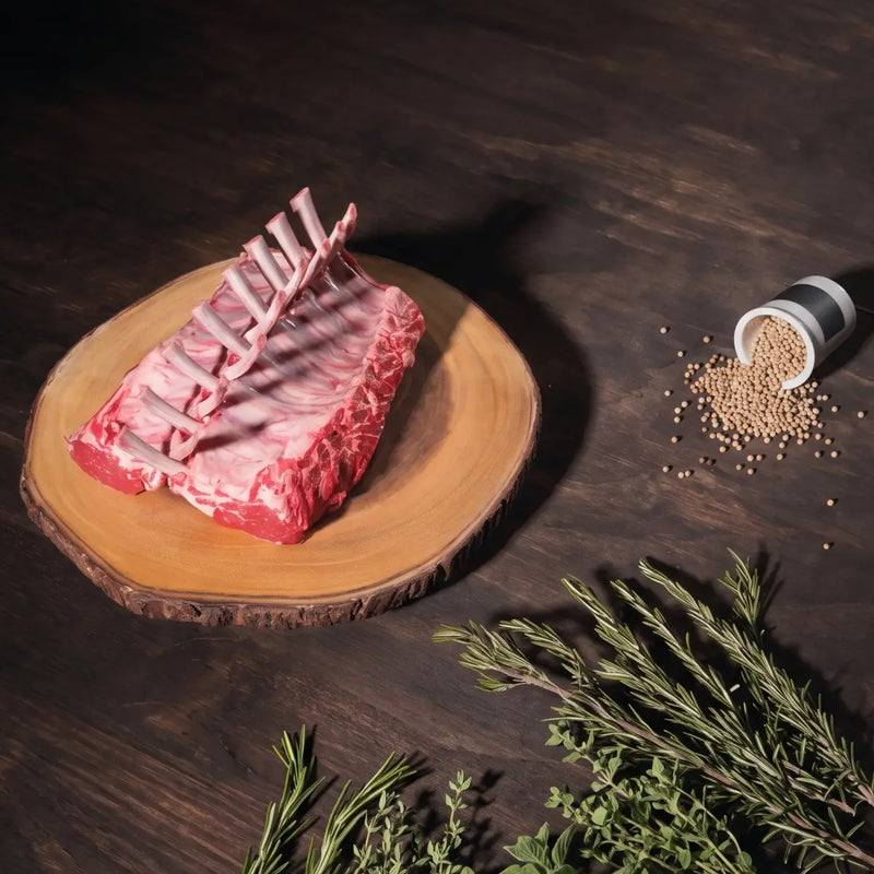 Rack de costilla de cordero de alta calidad listo para cocinar.